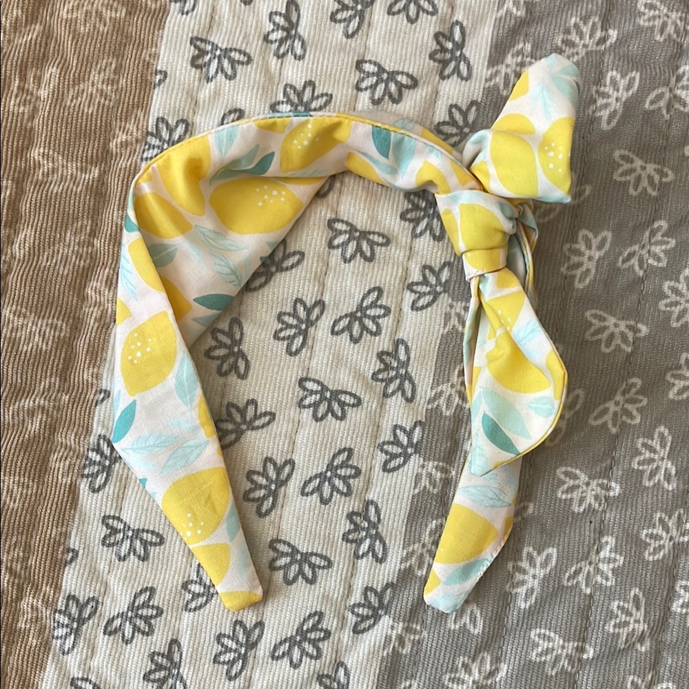 Lemon Print Cotton Headband with Bow